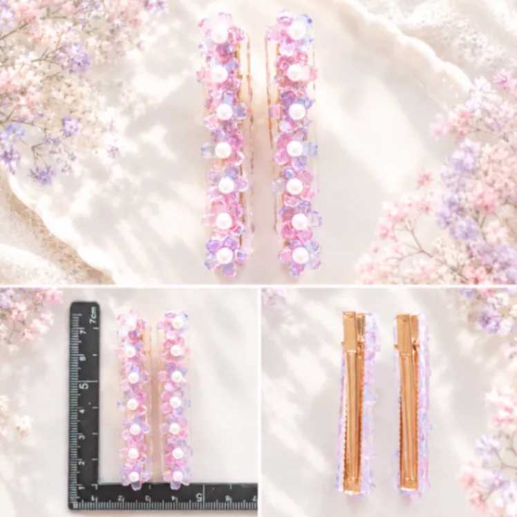 【ハンドメイド】フラワーモチーフ レジンヘアピン 2個セット