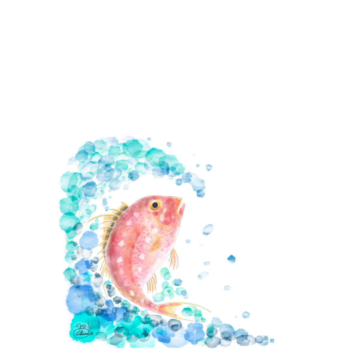 【ハンドメイド】水彩ポストカード｜桜鯛｜縁起の良いお祝いイラスト