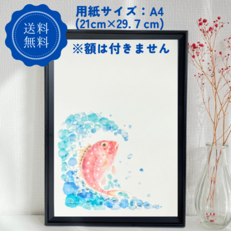 【ハンドメイド】水彩ポストカード｜桜鯛｜縁起の良いお祝いイラスト