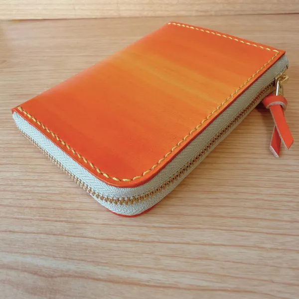 【ハンドメイド】コンパクト手染めヌメ革財布