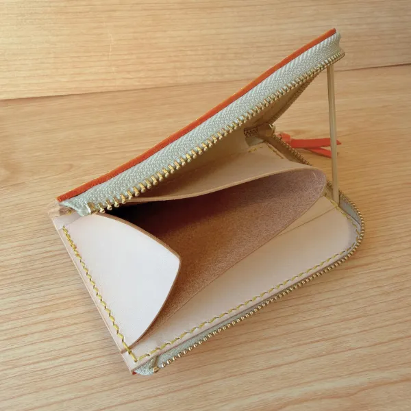 【ハンドメイド】コンパクト手染めヌメ革財布