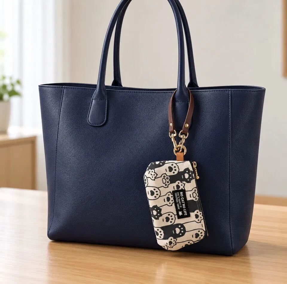 【ハンドメイド】ころりんmini 　猫の手　モノトーン　手のひらサイズ　12cmファスナー