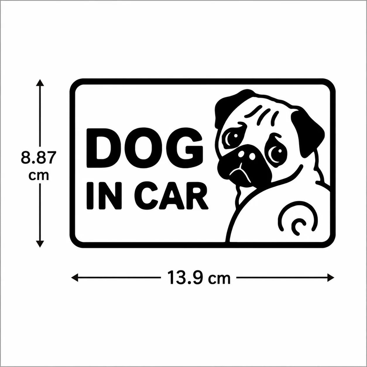 愛犬とのドライブを楽しく♪ パグ DOG IN CAR ステッカー 黒【46】