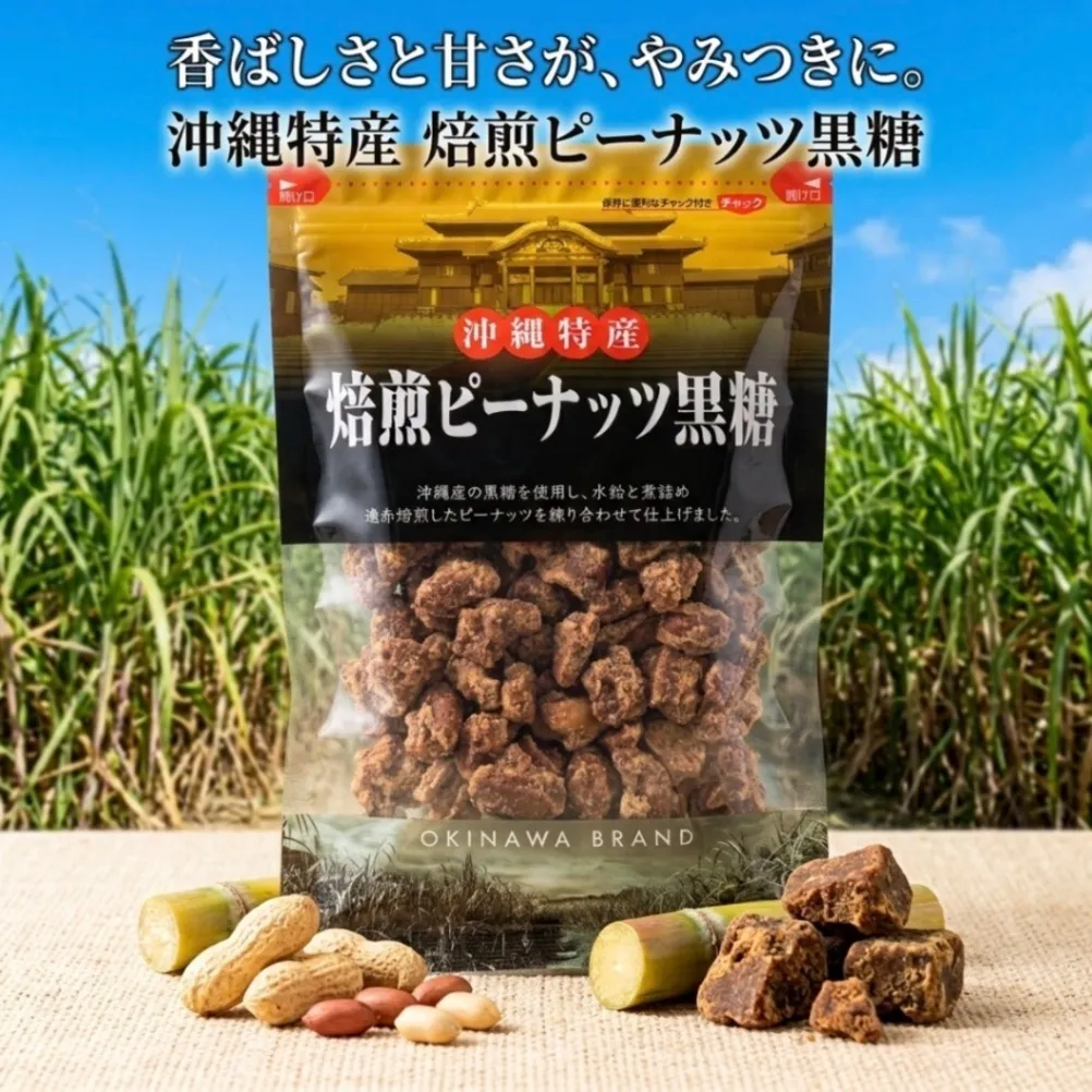 【沖縄特産】焙煎ピーナツ糖 200g｜黒糖とピーナッツの香ばしいお菓子