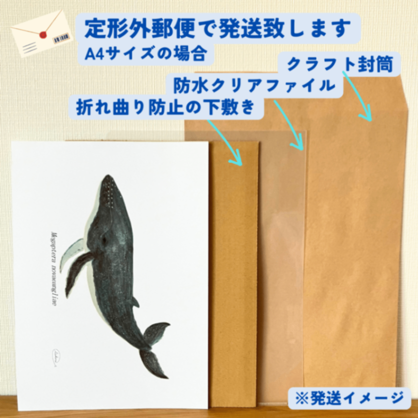 【ハンドメイド】水彩ポストカード｜ザトウクジラ｜星空のようなクジラのイラスト