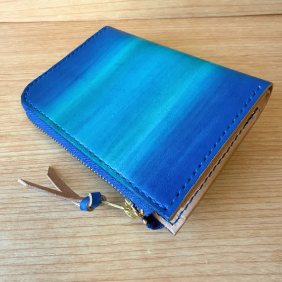 【ハンドメイド】コンパクト手染めヌメ革財布
