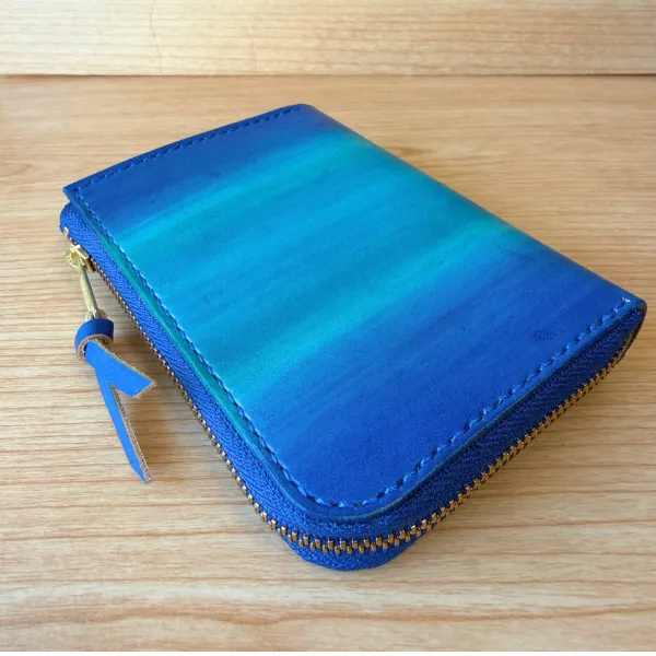【ハンドメイド】コンパクト手染めヌメ革財布
