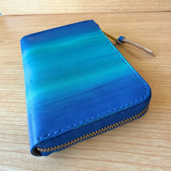 【ハンドメイド】コンパクト手染めヌメ革財布
