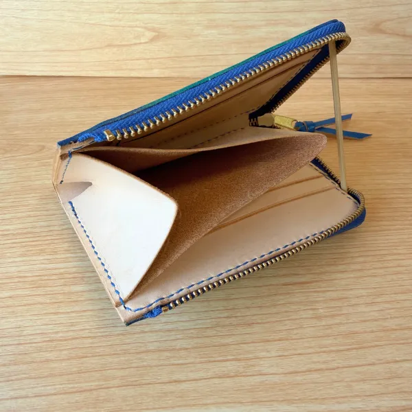 【ハンドメイド】コンパクト手染めヌメ革財布
