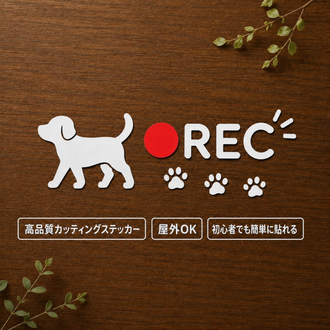 後続車へ可愛くアピール♪ 犬 肉球 ドラレコ 録画中 ステッカー REC【49】