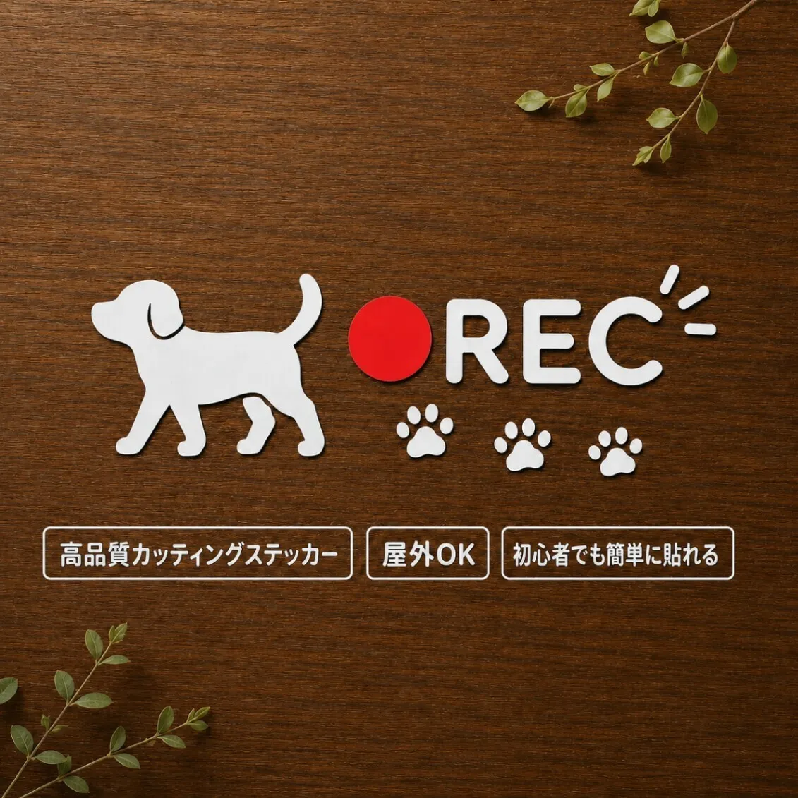 後続車へ可愛くアピール♪ 犬 肉球 ドラレコ 録画中 ステッカー REC【49】