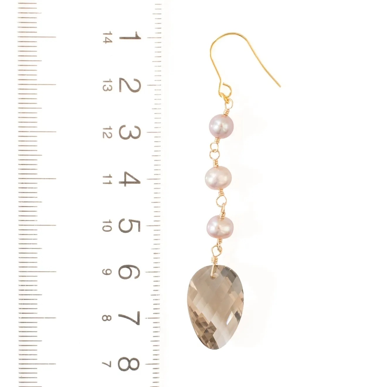 【ハンドメイド】淡水パール スモーキークォーツ 大ぶりピアス