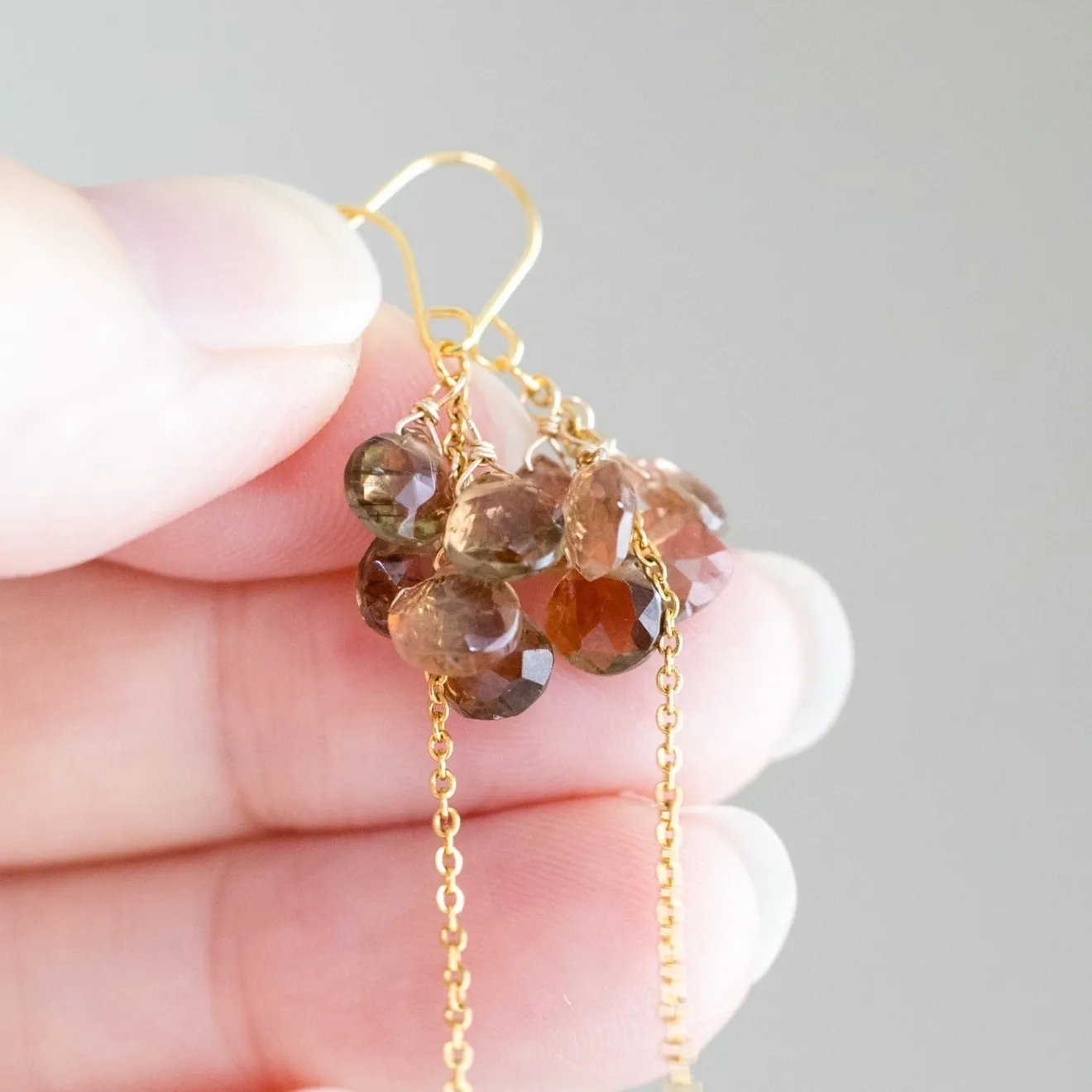 【ハンドメイド】ピンクアンダリュサイト しゃらしゃらピアス
