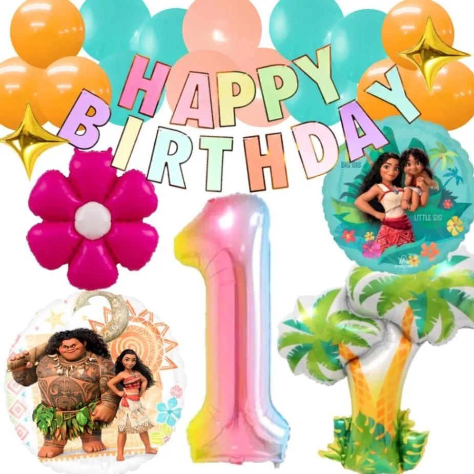 数字が選べる♪  モアナと伝説の海  ディズニー 花 風船 誕生日 飾り付けセット バルーン