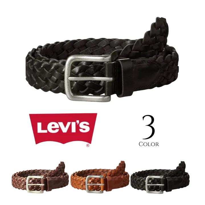 【Levi's】35mm 牛革メッシュベルト 6607 ブラック・チョコ