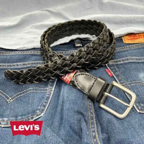 【Levi's】35mm 牛革メッシュベルト 6607 ブラック・チョコ