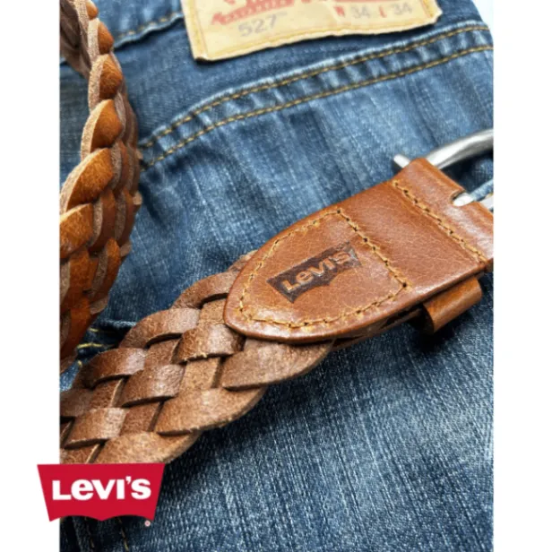 【Levi's】35mm 牛革メッシュベルト 6607 ブラック・チョコ