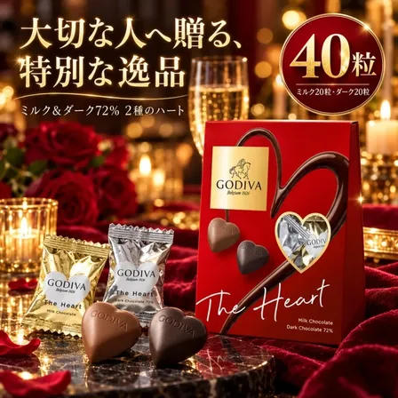 ゴディバ ザ ハート チョコレート アソートメント 40粒入り ミルク＆ダーク72％ GODIVA
