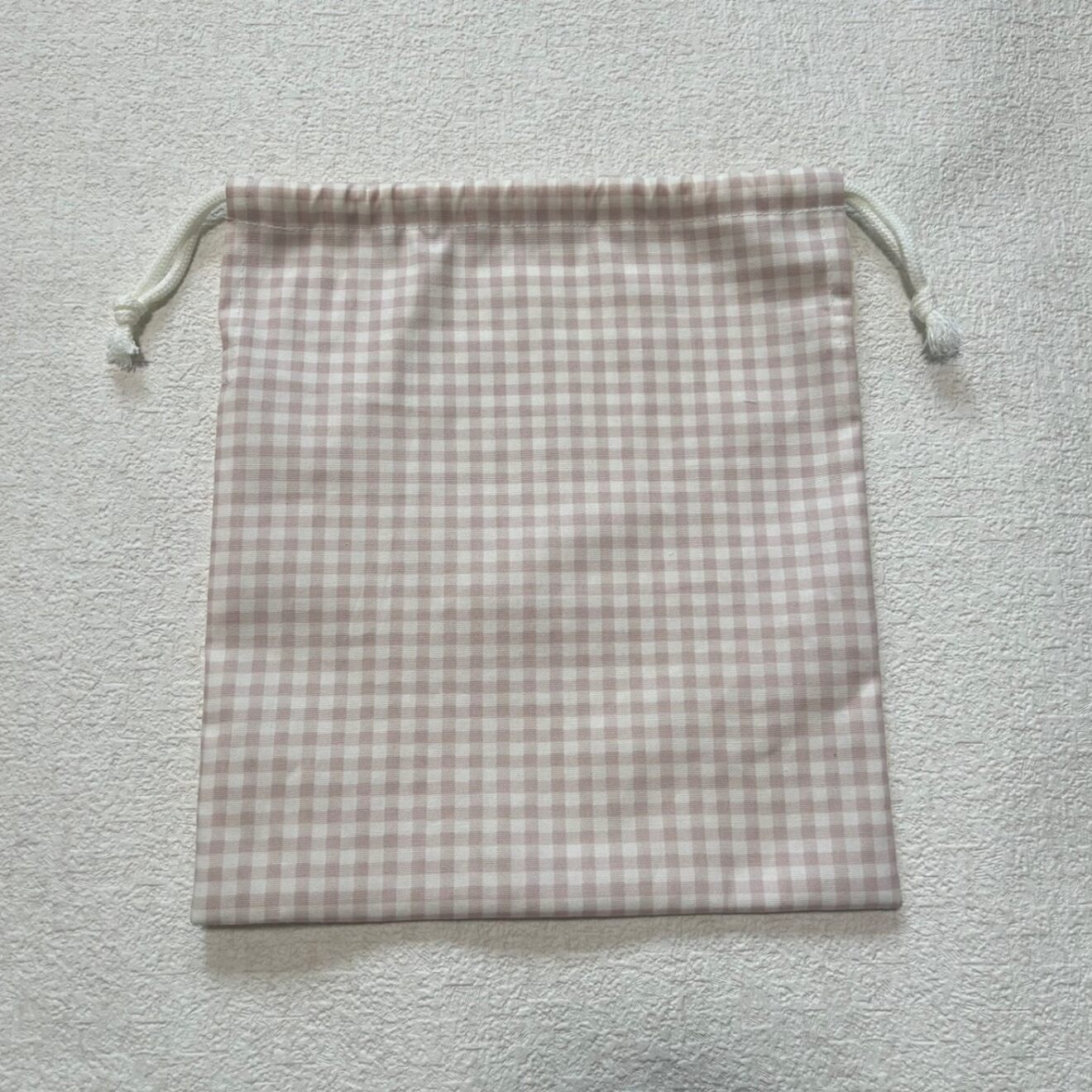 【95】ギャザーピンクギンガムチェック☆子供 キッズ エプロン&三角巾＆巾着袋