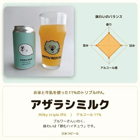 お米と牛乳を使った11%のトリプルIPA｜ひみつビール｜アザラシミルク