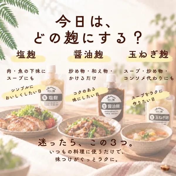 【予約販売】選べる500g｜塩麹・醤油麹・玉ねぎ麹｜生麹調味料