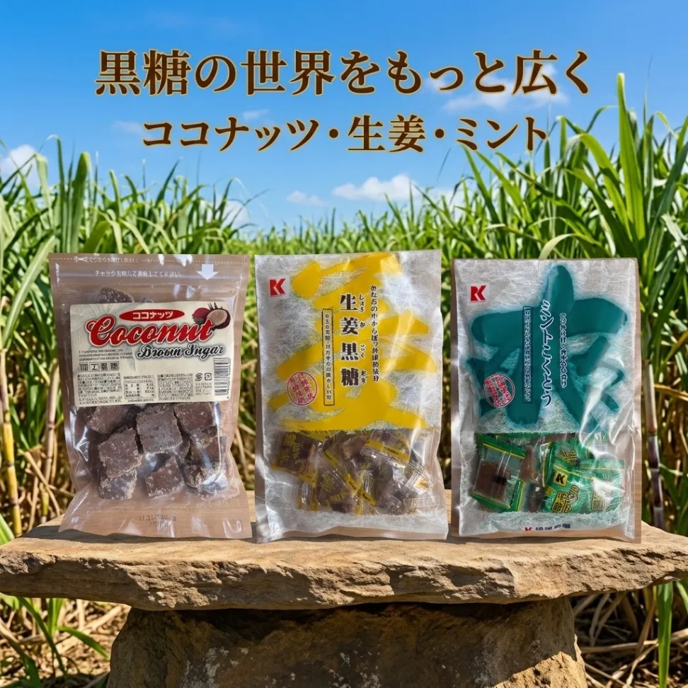 【ココナッツ黒糖×生姜黒糖×ミント黒糖】黒糖の世界を広く楽しむ3種セット