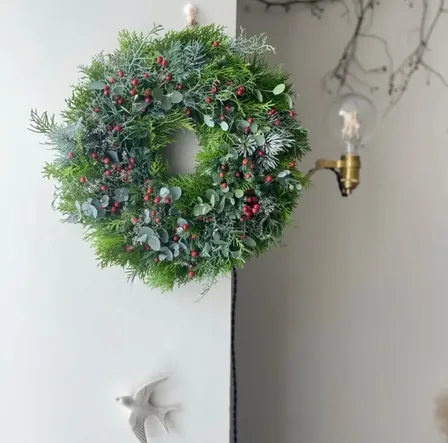特大　フレッシュグリーン　生葉　針葉樹が香るナチュラル　クリスマスリース　森のリース　クリスマス
