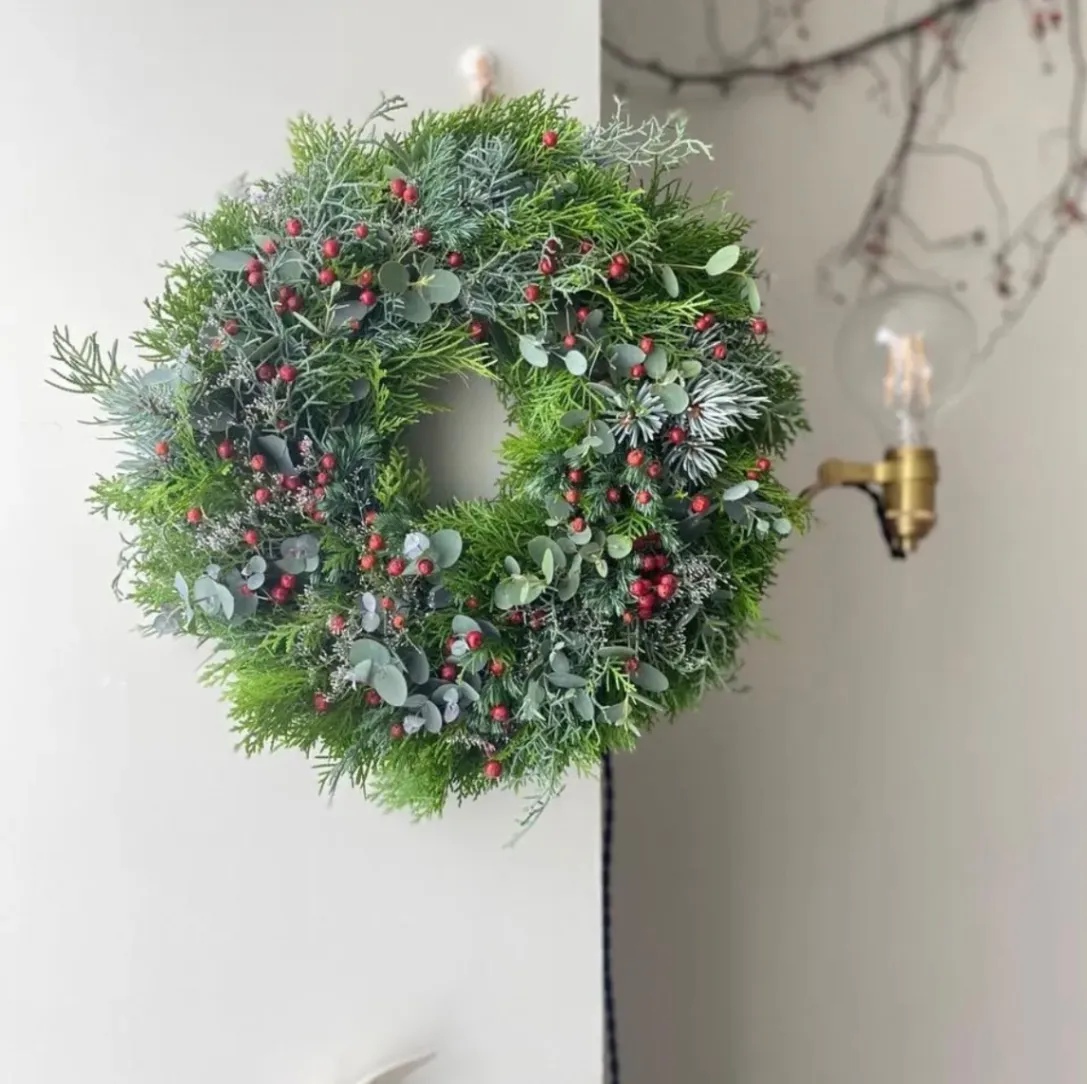 特大　フレッシュグリーン　生葉　針葉樹が香るナチュラル　クリスマスリース　森のリース　クリスマス