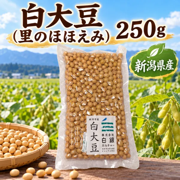 【新潟県産】白大豆 里のほほえみ 250g 新潟市産 国産大豆 白銀カルチャー