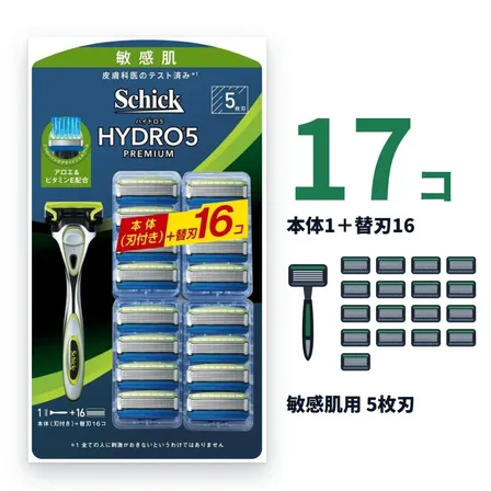 シック ハイドロ5 プレミアム 本体+替刃16個 合計17個 敏感肌用 5枚刃 カミソリ