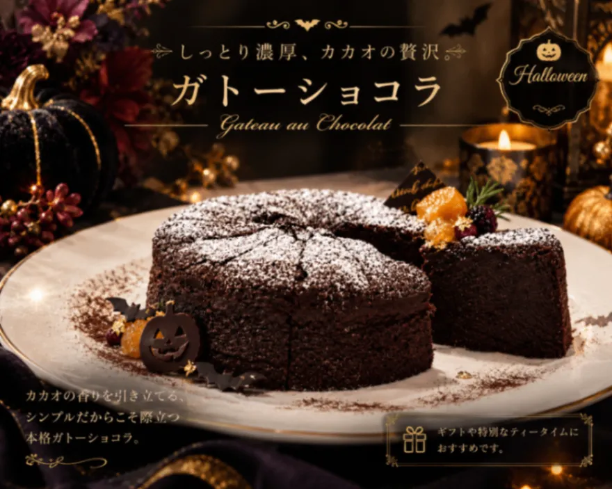 【ハロウィン】ガトーショコラ 〜伝統が息づく濃厚ショコラの逸品〜ホールケーキ