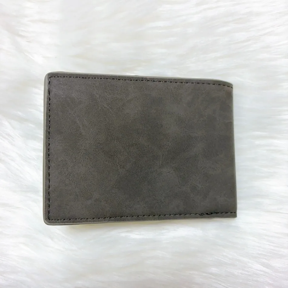 二つ折り財布 メンズ ブラック 黒色 薄型 コンパクト 小銭入れ 横型 PU