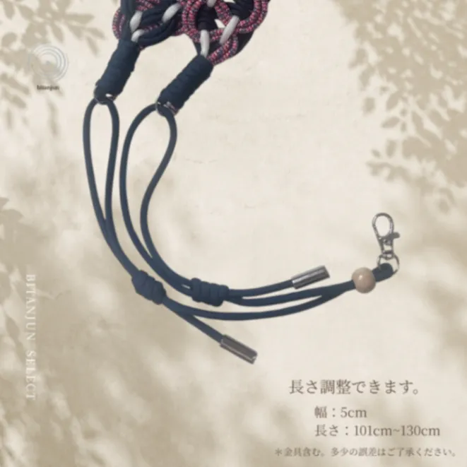 ハンドメイド🌿 パラコード スマホショルダーストラップ「時計と約束」ネイビー×ピンク迷彩×白