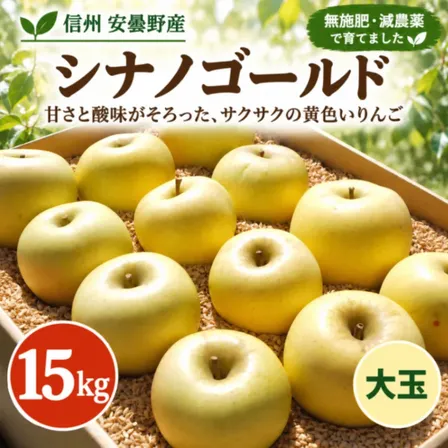 【信州安曇野産】シナノゴールド｜大玉15kg｜無施肥・減農薬｜甘酸っぱくサクサク