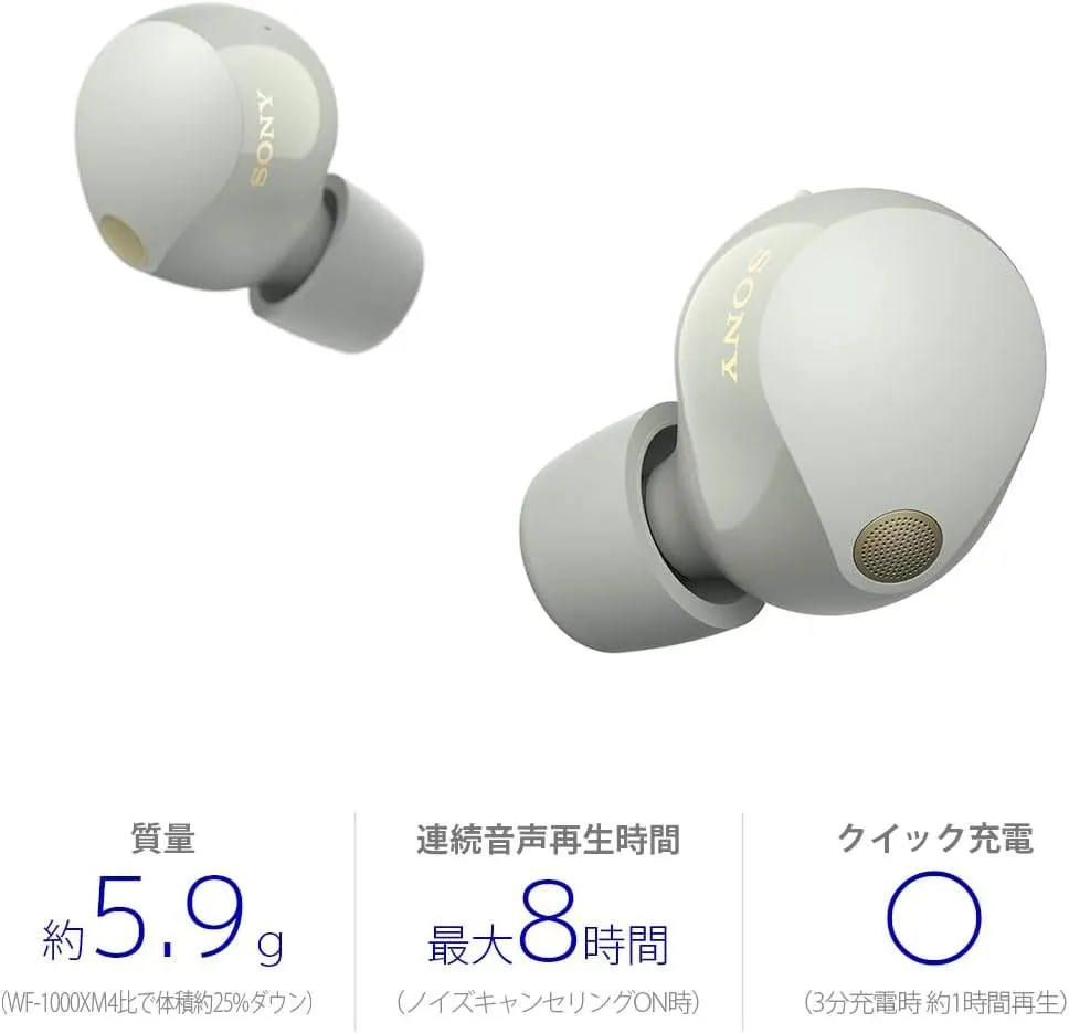 【長期初期不良対応】SONY ワイヤレスイヤホン WF-1000XM5 プラチナシルバー