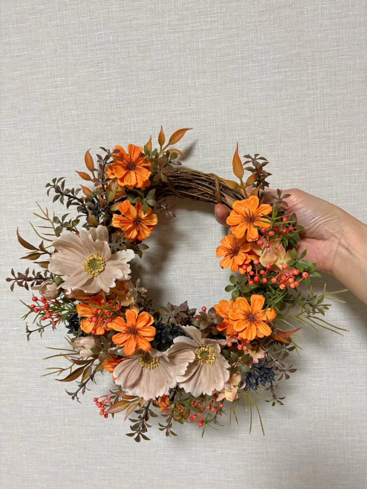 【ハロウィン】秋色コスモスのリース 　