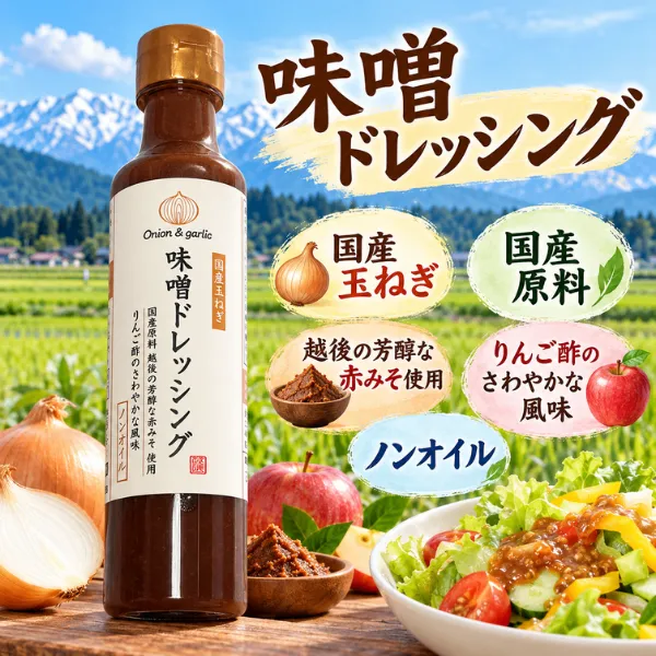 味噌ドレッシング 200ml 国産玉ねぎ使用 ノンオイル 新潟県長岡市 DayDay.で紹介