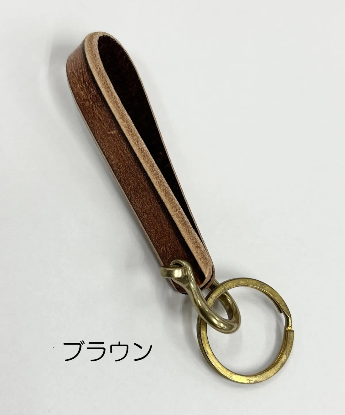 レザー ループキーホルダー アンティークゴールド ヴィンテージ風 ブラック ブラウン キャメル