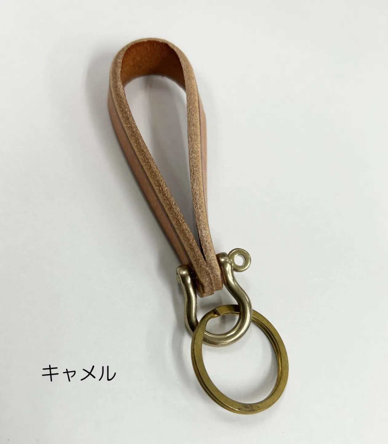 レザー ループキーホルダー アンティークゴールド ヴィンテージ風 ブラック ブラウン キャメル