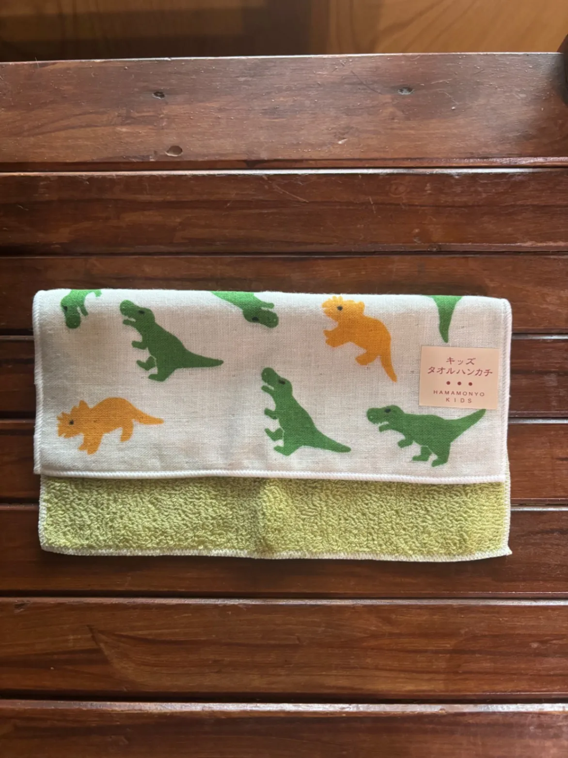 🦖🐟 キッズタオルハンカチ 2枚セット｜恐竜柄・さかな柄