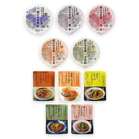 10食セット｜寝かせ玄米5種＋無添加カレー5種食べ比べ 玄米カレー キーマ・チキン・ポーク｜常温保存