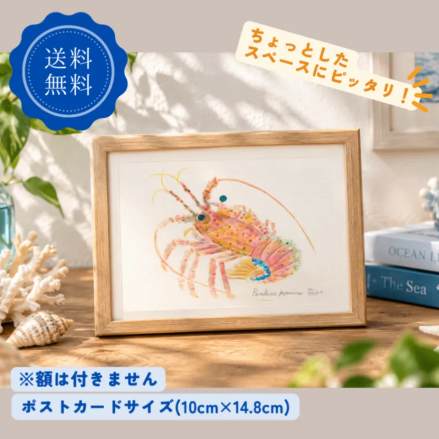 【ハンドメイド】水彩ポストカード｜伊勢海老｜縁起物イラスト