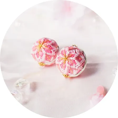 桜てまりアクセサリー -桃桜- イヤリング【HinaJAPAN】