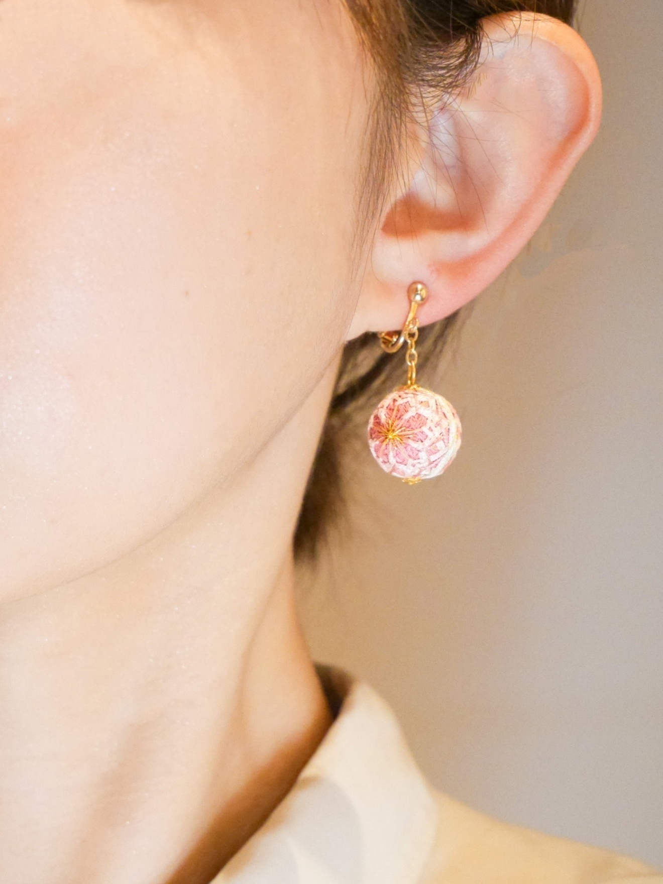 桜てまりアクセサリー -桃桜- イヤリング【HinaJAPAN】