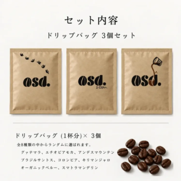 【送料込み】ドリップコーヒー お試し3種・計3袋セット｜あさだ珈琲