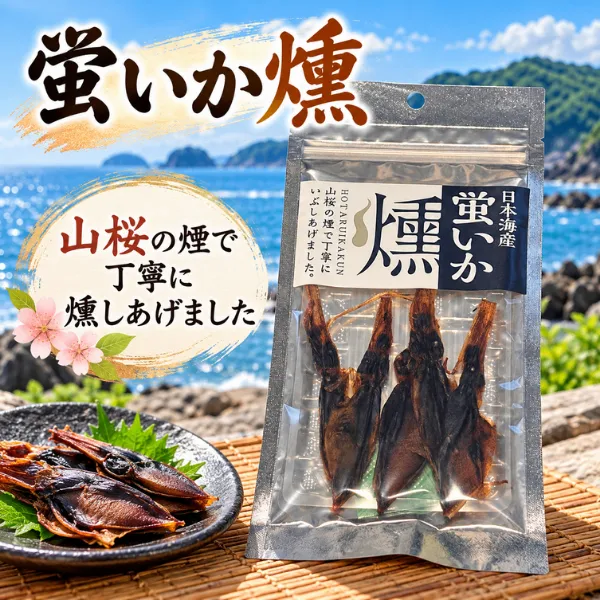【日本海産】蛍いか燻 6g 山桜の煙で丁寧に燻製した珍味・おつまみ