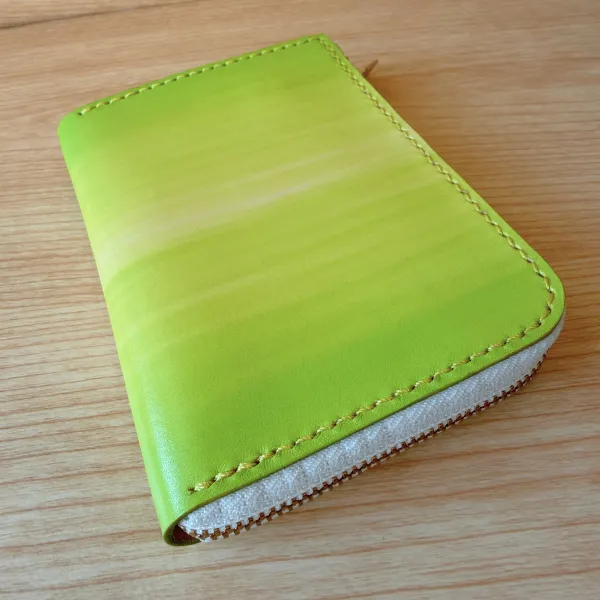 【ハンドメイド】コンパクト手染めヌメ革財布