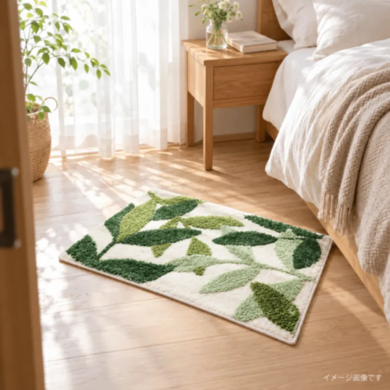 リーフマット 玄関マット リーフ柄 ボタニカル ふわふわ 40×60cm 洗える