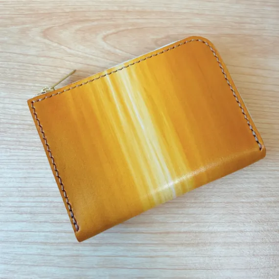 【ハンドメイド】コンパクト手染めヌメ革財布