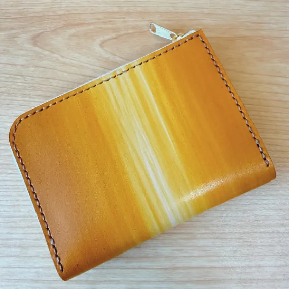 【ハンドメイド】コンパクト手染めヌメ革財布